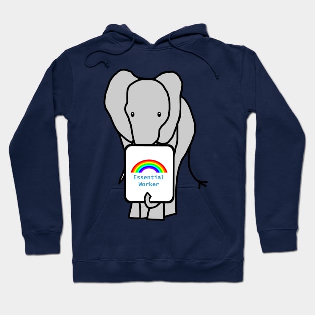 Elephant Worker Rainbow Essential Employee Meme Hoodie by ellenhenryart